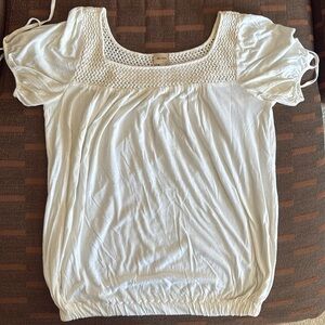 Ella Moss White Short Sleeve Blouse size LG